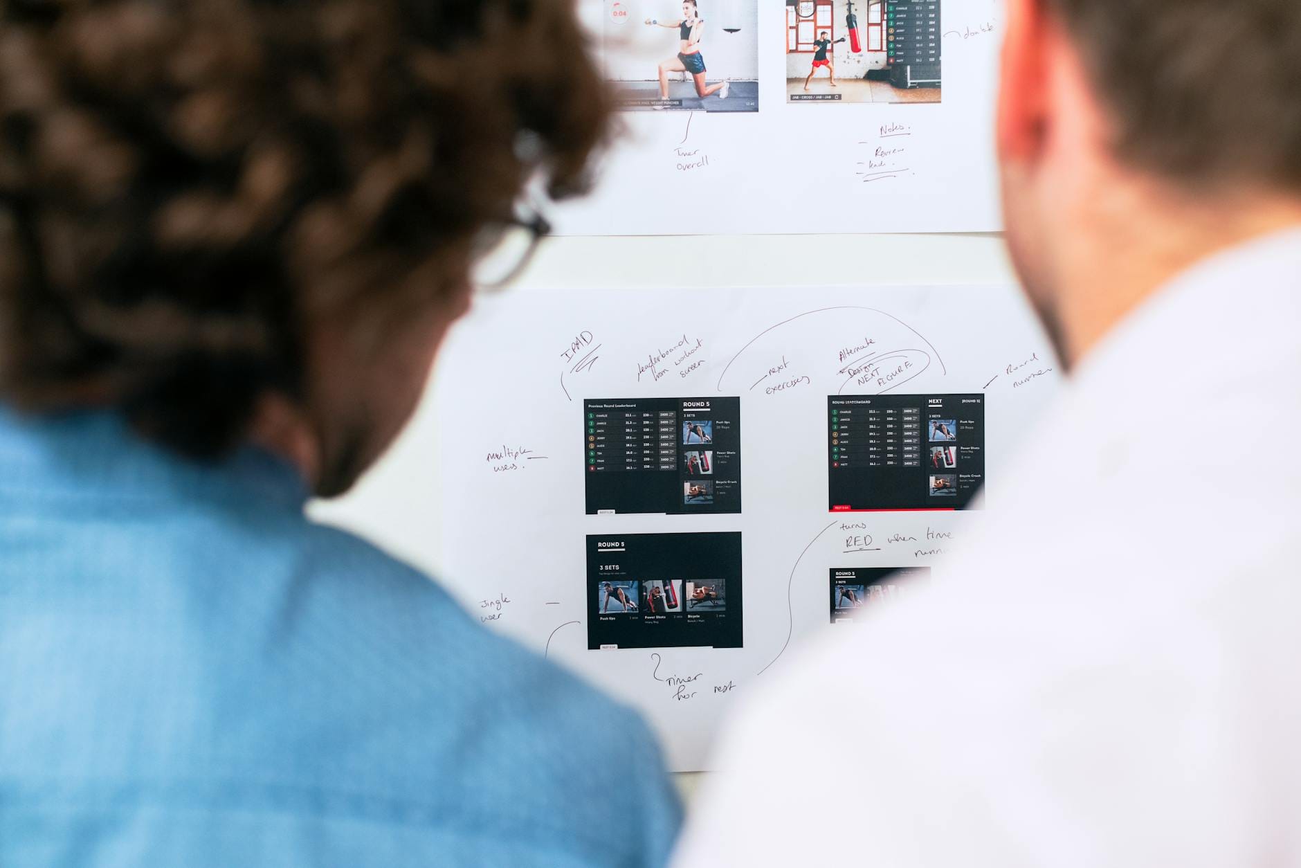 Dwóch specjalistów planuje wdrożenie systemu ERP przy tablicy w biurze Dwóch specjalistów planuje wdrożenie systemu ERP przy tablicy w biurze
